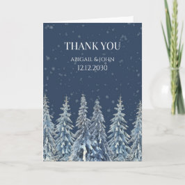 Cartão De Agradecimento Rustic Winter Forest Wedding Thank You Card