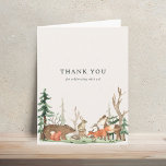 Cartão De Agradecimento Rustic Winter Woodland Baby Shower<br><div class="desc">Woodland themed baby shower folded thank you cards featuring rustic winter forest and animals design.</div>