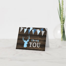 Cartão De Agradecimento Rustic Wood Blue Deer Obrigado