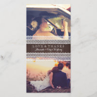 Rustic Wood & Lace Wedte Foto Obrigado