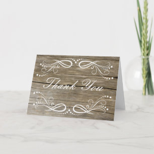 Cartão De Agradecimento Rustic Wood Swirl Floral Vintage Thank You