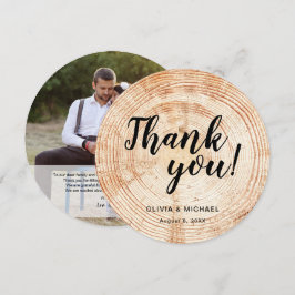 Cartão De Agradecimento Rustic Wood Weding Obrigado Mensagem Personalizada