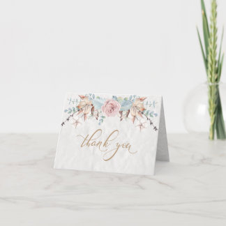 Cartão De Agradecimento Rustic Woodland Floral Unicorn Obrigado