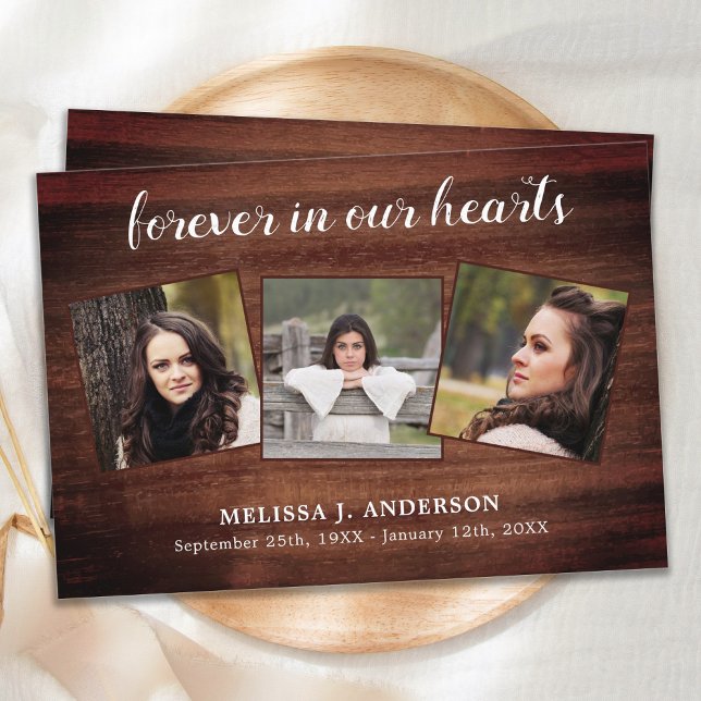 Cartão De Agradecimento Rústica Memorial Simpatia Funeral Fotografia Colag (Criador carregado)