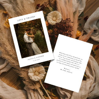 Cartão De Agradecimento Rústico Moderno Boho Orçamento Foto Casamento Amor