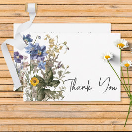 Cartão De Agradecimento Rústico Prado Flores Selvagens Rúpias