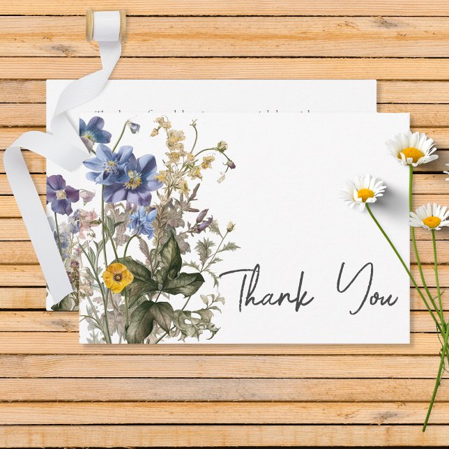 Cartão De Agradecimento Rústico Prado Flores Selvagens Rúpias (Criador carregado)
