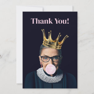 Cartão De Agradecimento Ruth Ginsburg coroa chiclete rosa