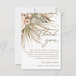 Cartão De Agradecimento Sábado Terreno Pampas Grass Floral Bridal