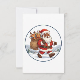 Cartão De Agradecimento Saco de Natal do Papai Noel Negro com Ornamento de