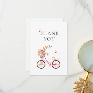 Cartão De Agradecimento Saco Favor de Aquarela de Bicicleta Rosa de Paris
