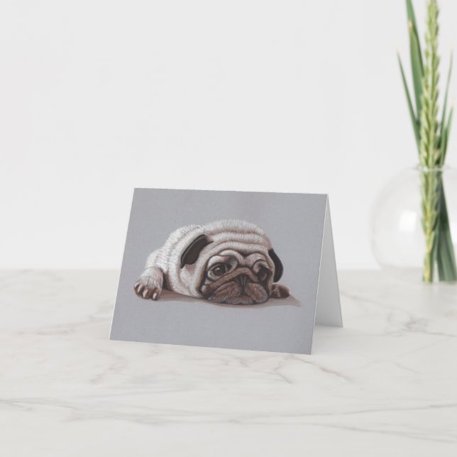 Cartão De Agradecimento Sad Pug (Frente)
