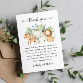 Cartão De Agradecimento Safari Animais Aquarela Aniversário I Chá de frald