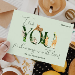 Cartão De Agradecimento Safari Animal Jungle Green Chá de fraldas