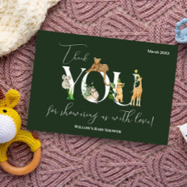 Cartão De Agradecimento Safari Animal Jungle Green Chá de fraldas