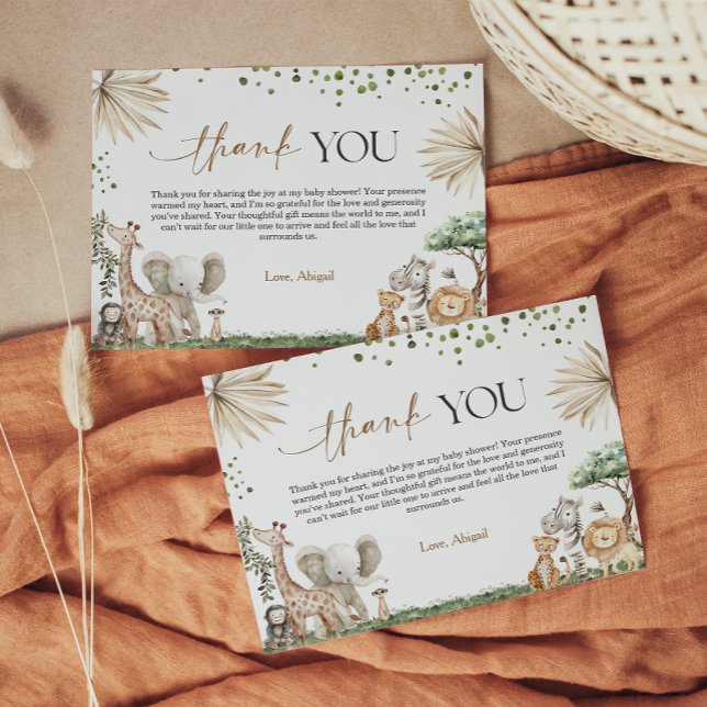 Cartão De Agradecimento Safari Animals Gender Neutral Baby Shower Thank Yo (Safari Animals Gender Neutral Baby Shower Thank Yo Thank You Card)