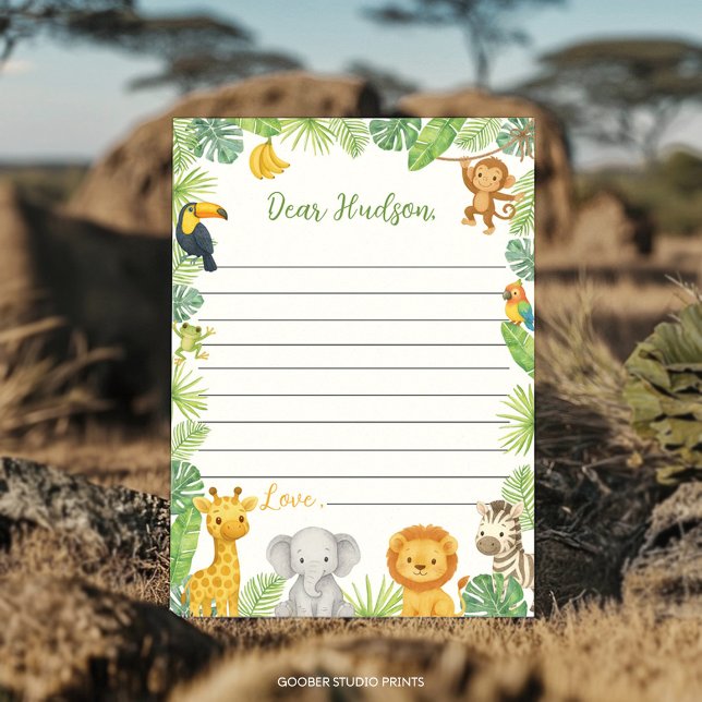 Cartão De Agradecimento Safari Animals Time Capsule Note Message Card (Criador carregado)