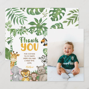 Cartão De Agradecimento Safari Birthday Animais Selvagens Um e Dois