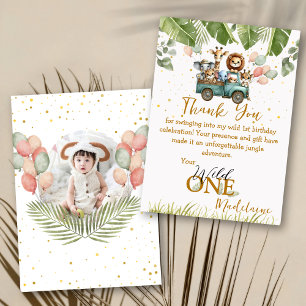 Cartão De Agradecimento Safari Foto Wild One Primeiro Aniversário