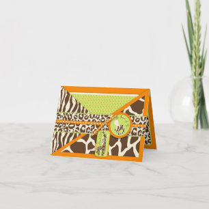 Cartão De Agradecimento Safari Giraffe & Pacifier Thank You