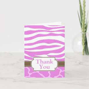 Cartão De Agradecimento Safari Print Thank You Card - Pink