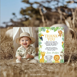 Cartão De Agradecimento Safari Wild One Animals Birthday Party Photo