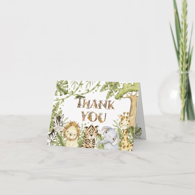 Cartão De Agradecimento Safari Wild One Watercolor Birthday (Frente)