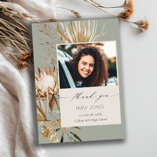 Cartão De Agradecimento Saga Green Protea Seca Palm Forte Graduação de Fot