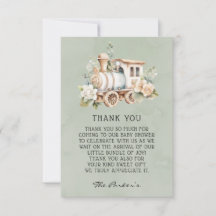 Sage Dusty Blue Train Chá de fraldas Obrigado Cart