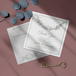 Cartão De Agradecimento Sage Gray Toile de Jouy Wedding Thank You Card