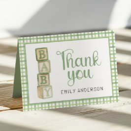 Cartão De Agradecimento Sage Green Baby Shower Thank You Card | Blocks