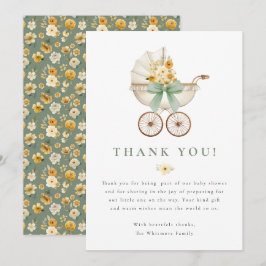 Cartão De Agradecimento Sage Green Baby Shower Thank You Card | Vintage 
