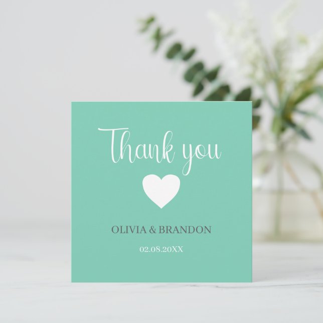 Cartão De Agradecimento Sage Green Blue Wedding Thank You Note Card (Em pé/Frente)
