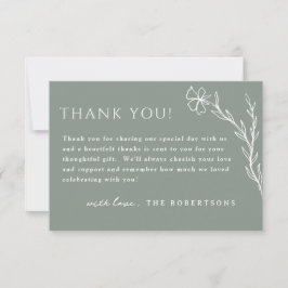 Cartão De Agradecimento Sage Green Boho Botânico Floral Moderno Tencioso