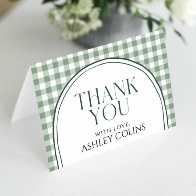 Cartão De Agradecimento Sage Green Bridal Shower Thank You (Criador carregado)