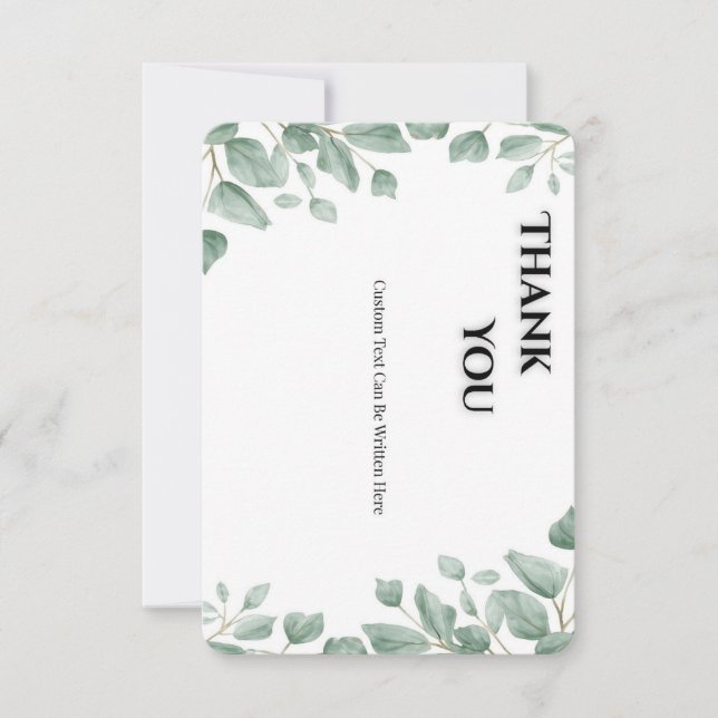 Cartão De Agradecimento Sage Green Eucalyptus Wedding Thank You Card (Frente)