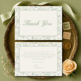 Cartão De Agradecimento Sage Green French Ivory Bridal Shower Thank You