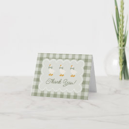 Cartão De Agradecimento Sage Green Gingham Goose Buffalo Check Baby Shower