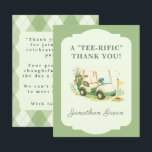 Cartão De Agradecimento Sage Green Golf Baby Shower<br><div class="desc">Complete your golf-themed celebration with this elegant Sage Green 'A Little Putter' thank you card. Featuring a charming watercolor golf cart illustration,  it's the perfect way to express gratitude to your guests.</div>