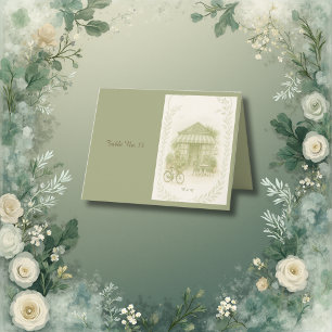 Cartão De Agradecimento sage green romance número da mesa ao ar livre