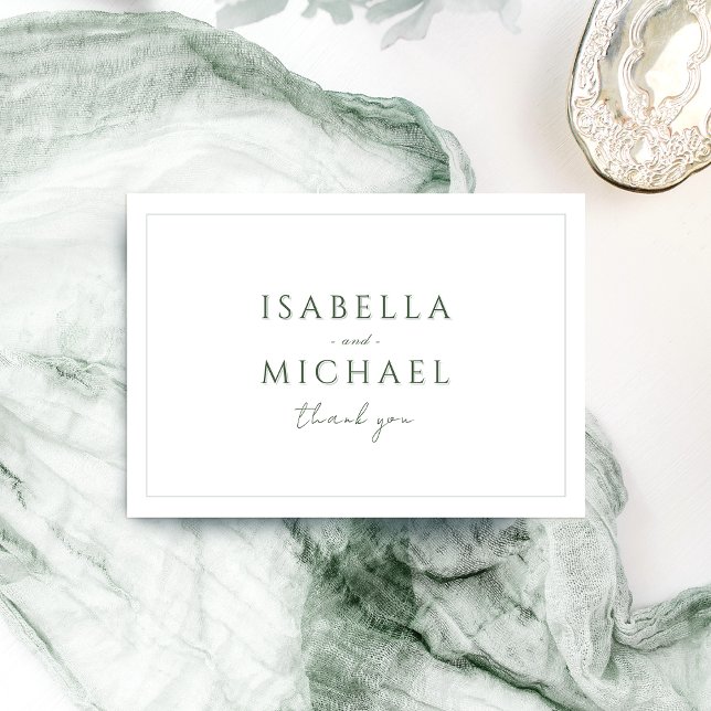 Cartão De Agradecimento Sage Green Simple Classn Weding Obrigado (Sage Green Simple Modern Classy Wedding Thank You)