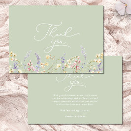 Cartão De Agradecimento Sage Green Wildflower Chá de fraldas