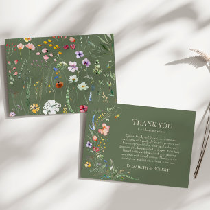 Cartão De Agradecimento Sage Green Wildflower Meadow Wedding