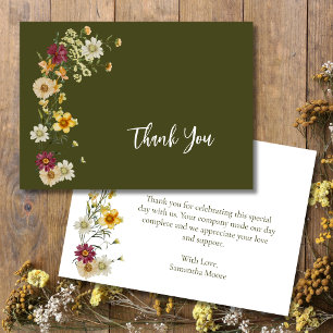 Cartão De Agradecimento Sage Green Wildflower Rustic Boho