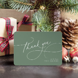 Cartão De Agradecimento Sage Minimal Elegante Script Natal Obrigado 