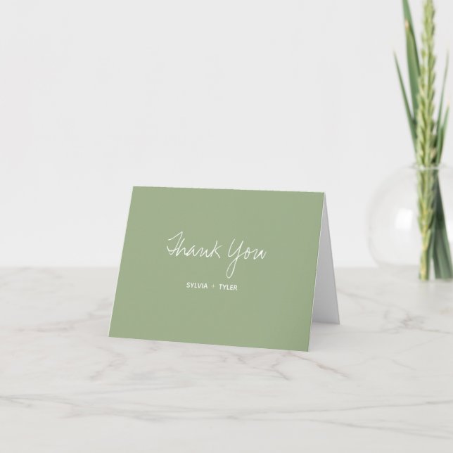 Cartão De Agradecimento Sage Typografia Weding Obrigado (Frente)