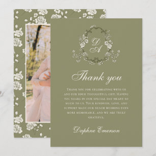 Cartão De Agradecimento Sage Verde Casamento Botânico Vintage