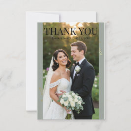Cartão De Agradecimento Sage Verde Dourado Casamento Botânico