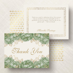 Cartão De Agradecimento Sage Verde Elegante Floral Quinze Anos