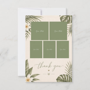 Cartão De Agradecimento Sage Verde Havaí monstera Casamento 5 Colagem de F